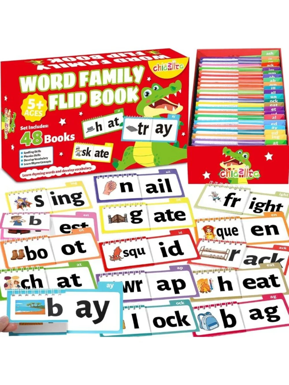 48-Word Family Build Book & Phonics Flashcards for Kids - Learn to Read & Rhyme!